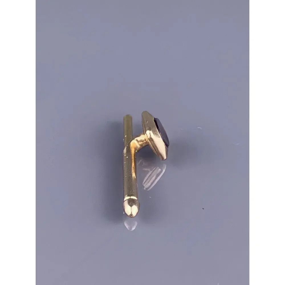 Single Black MOP Pearl Gold Tone Tuxedo Shirt Stud Swank Square Vintage